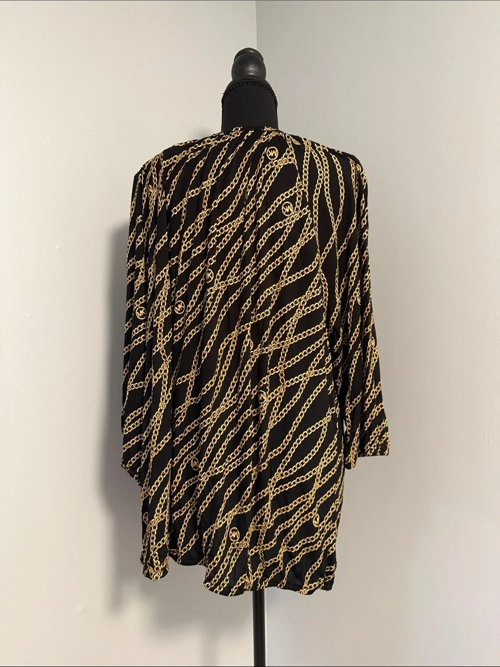 Michael Kors Black Top with Gold Chain Pattern